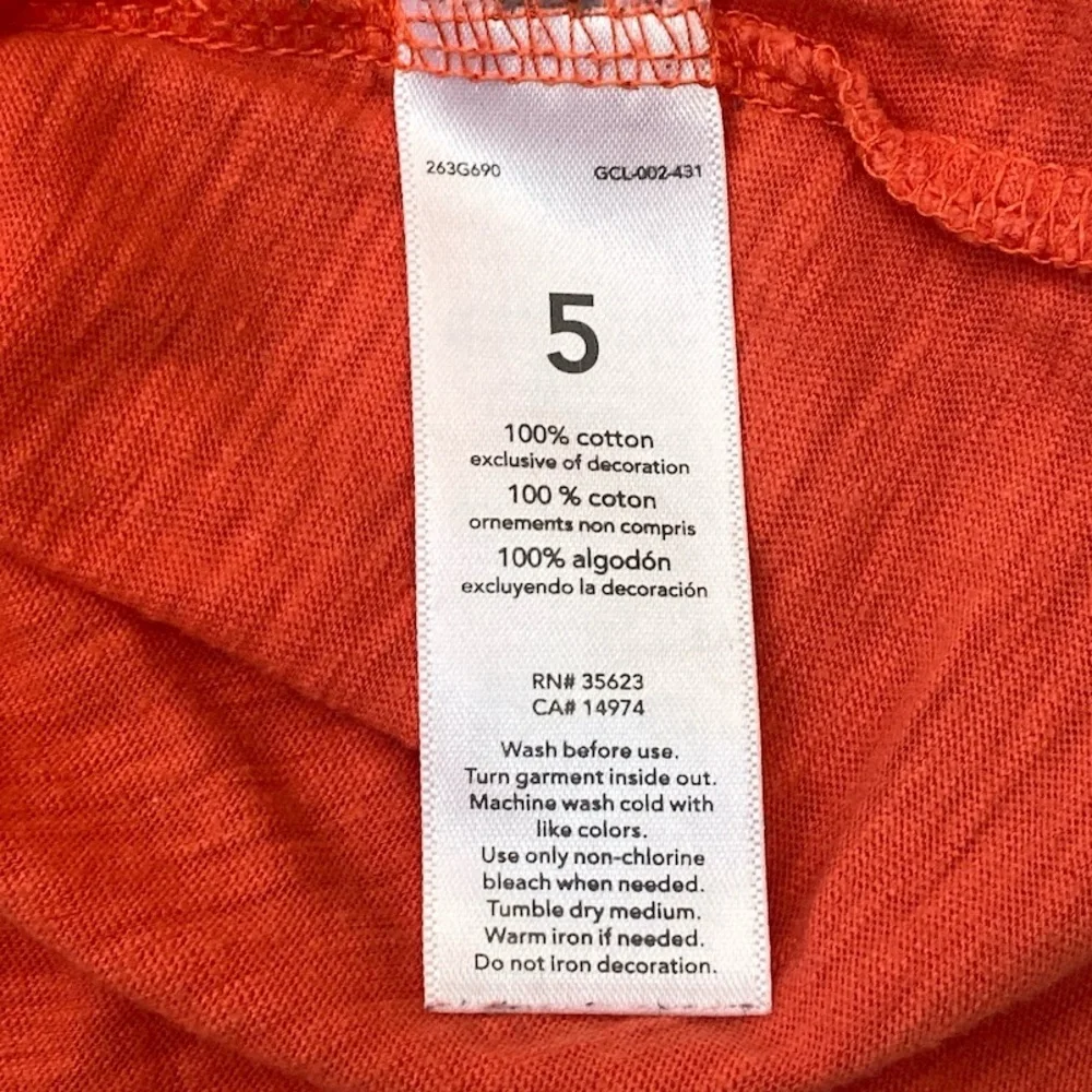 Carter’s Boys Prodigy Graphic Long Sleeve Tee Orange Black Cotton Shirt Size 5